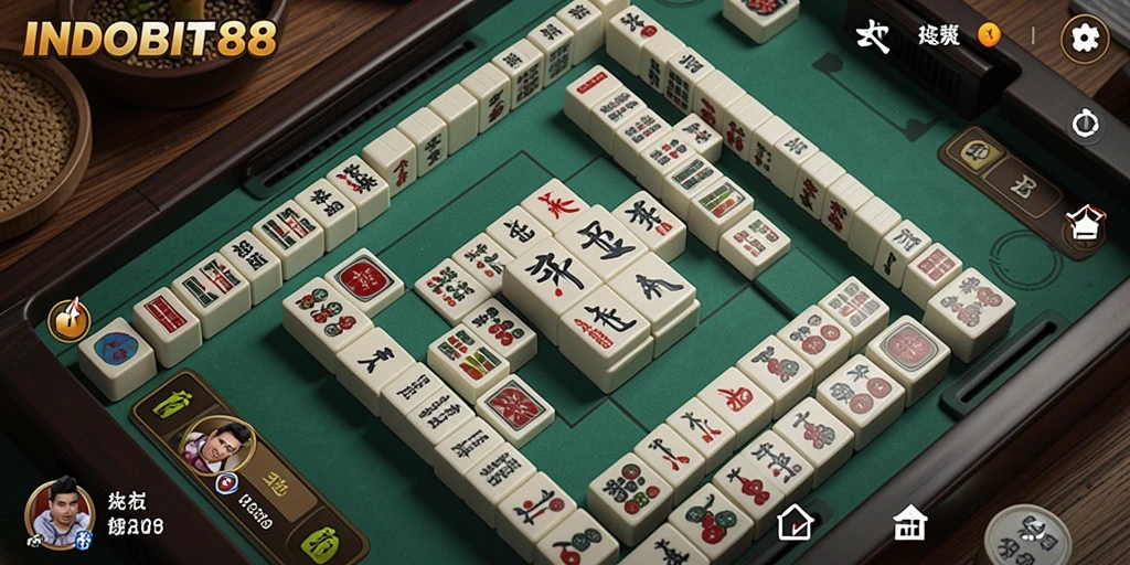Tampilan gameplay menarik dari INDOBIT88 dengan berbagai papan Mahjong.