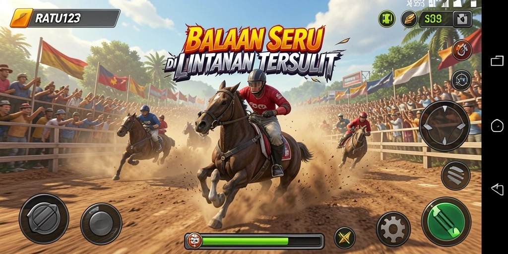 Screenshot dari gameplay RATU123 yang menampilkan kecepatan dan ketegangan balapan.