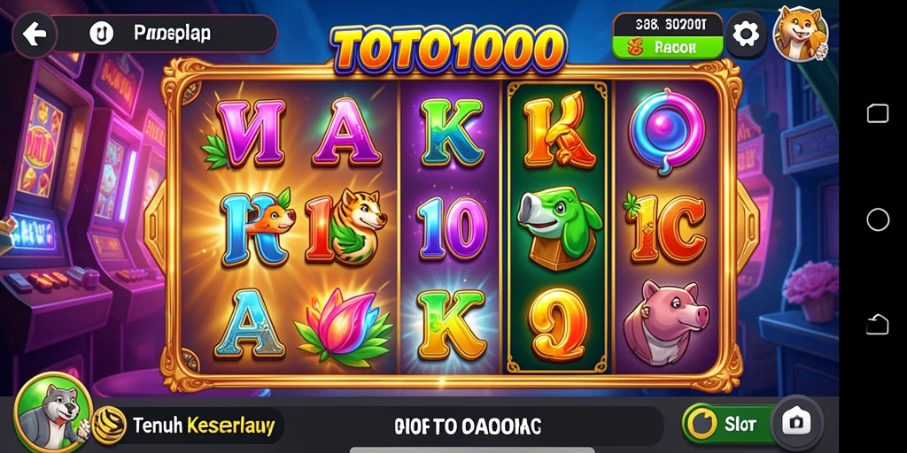 Screenshot gameplay TOTO1000 menampilkan mesin slot yang menarik.